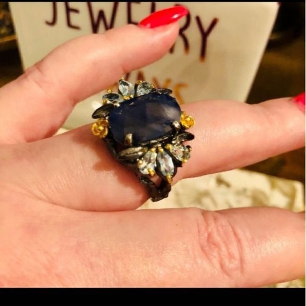 BEAUTIFUL BLUE LAPIS RING SIZE 9 - Picture 1 of 16